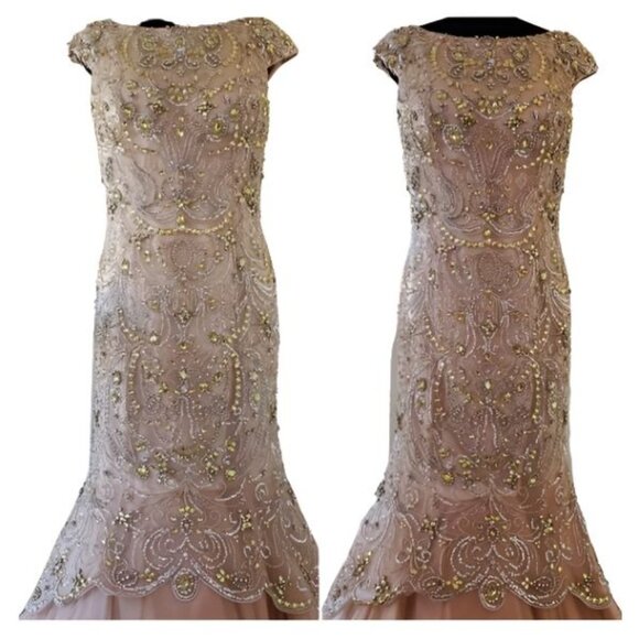 NEW Luxury Designer Wedding Evening Cocktail Party Prom Dress Beaded Runway Gown - Picture 11 of 16